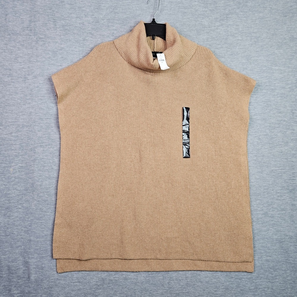 Banana Republic Womens Camel Tan Ribbed Turtleneck Poncho Sweater Sz M/L NWT